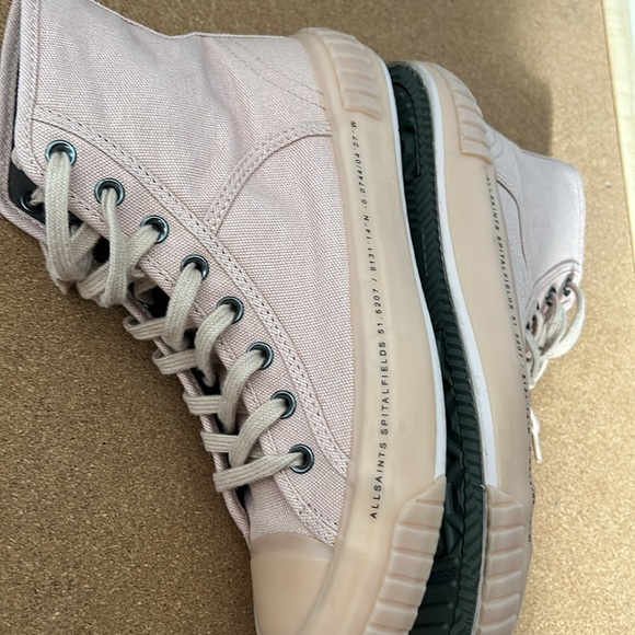 AllSaints Canvas High Top Sneakers Light Pink size 38 US 7 - Picture 6 of 16